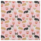 Corgi und tribfarbene Corgi-Hunde pfirsichfarben E Stoff (Muster)