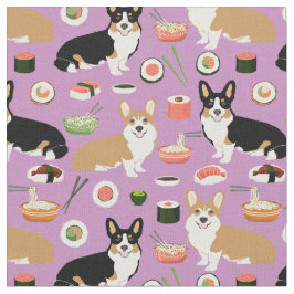 Corgi und trifarbiges Corgi Sushi-Hundefutter Stoff