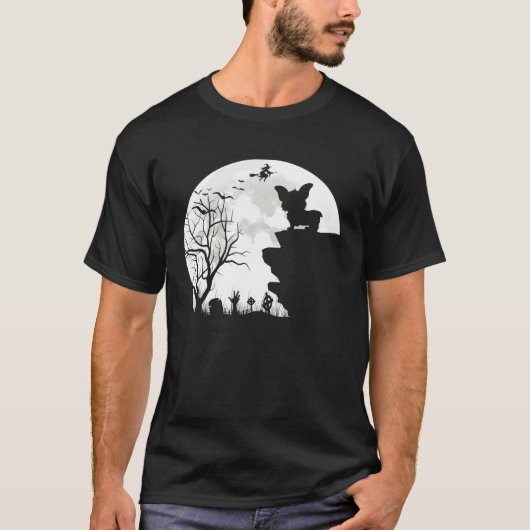 Corgi Under Moon Halloween Dog T-Shirt (Vorderseite)