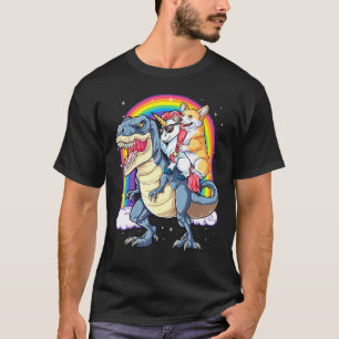 Corgi Unicorn Dinosaur T Rex Kids Girls Rainbow T-Shirt