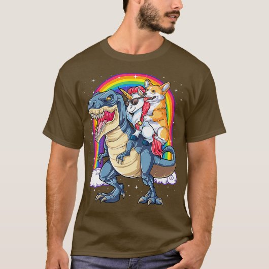 Corgi Unicorn Dinosaur T rex T Shirt Kinder Mädche (Vorderseite)