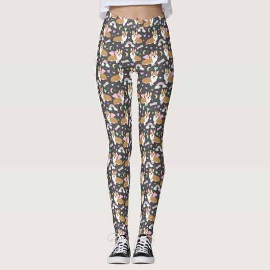 Corgi Unicorn Pastel Leggings - grau (Vorderseite)