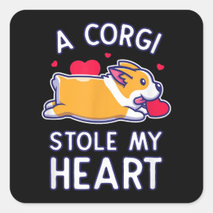 Corgi Valentine Funny Valentinstag Niedlich Corgi Quadratischer Aufkleber