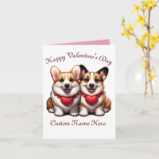 Corgi Valentine Karte (Gelbe Blume)