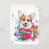 Corgi Valentine's Day Card - Aquarellhund Dankeskarte (Vorne/Hinten)