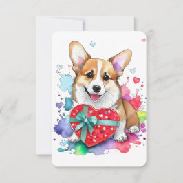 Corgi Valentine's Day Card - Aquarellhund Dankeskarte