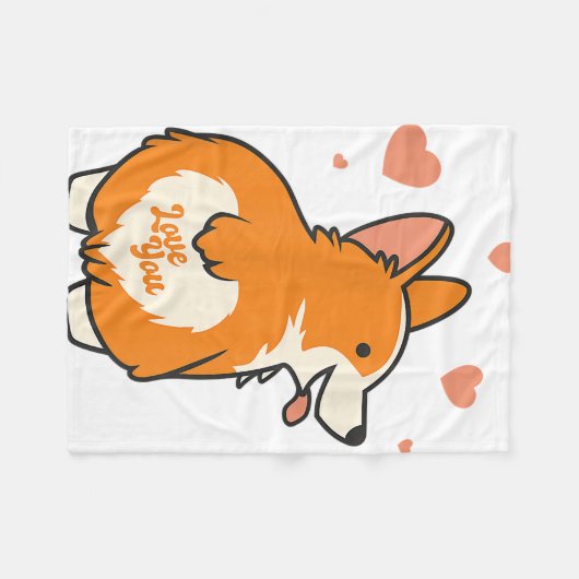 Corgi Valentines Day Gift Dog Lover Heart Fleecedecke (Vorderseite (Horizontal))