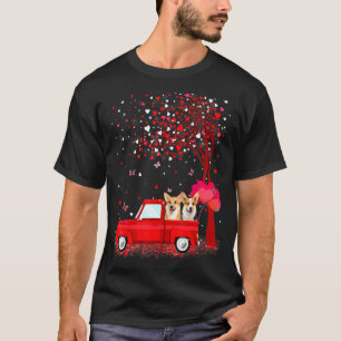 Corgi Valentine's Day Hunde Red Truck Herz T-Shirt