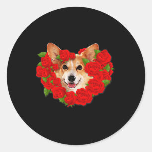 Corgi Valentine's Day Outfit Dog Valentine Runder Aufkleber