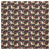 Corgi Valentines Fabric - schwarz Stoff (Muster)
