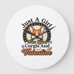 Corgi Valentins-Design für Hunde-Liebhaber_1 Große Wanduhr