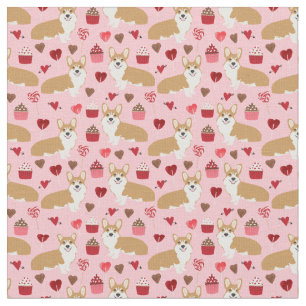 Corgi-Valentinsgruß-Gewebe - Rosa Stoff