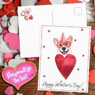 Corgi Valentinstag Geschenk Hund Postkarte