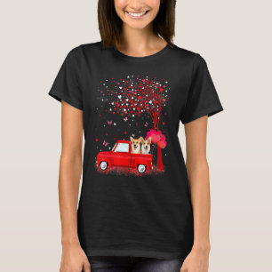 Corgi Valentinstag Hunde Rotes Lastwagen Herzen T-Shirt