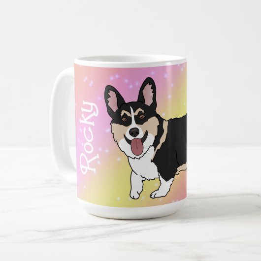 Corgi Valentinstag Pink Galaxy Kaffeetasse (Vorderseite Links)