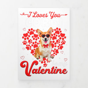 Corgi Valentinstag T-Shirt Funny Dog Valentine Ges Dreifach Gefaltete Ankündigung