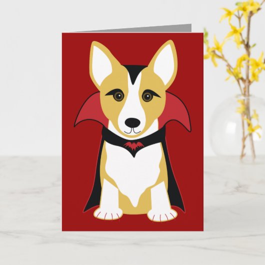 Corgi Vampire benutzerdefinierbare Halloween-Karte Karte (Gelbe Blume)