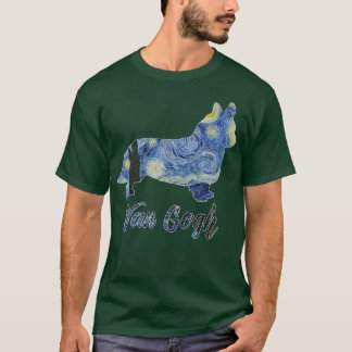 Corgi Van Gogh Starry Night Dog Art Van Gogh Paint T-Shirt