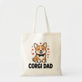Corgi-Vater — Pembroke Corgi mit Fliege & Herzen f Tragetasche