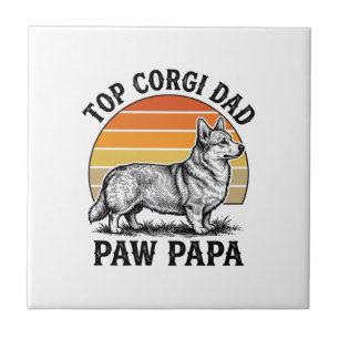 Corgi-Vater-Shirt Vintage-Sonnenuntergang-Hund-Pap Fliese