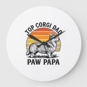 Corgi-Vater-Shirt Vintage-Sonnenuntergang-Hund-Pap Große Wanduhr
