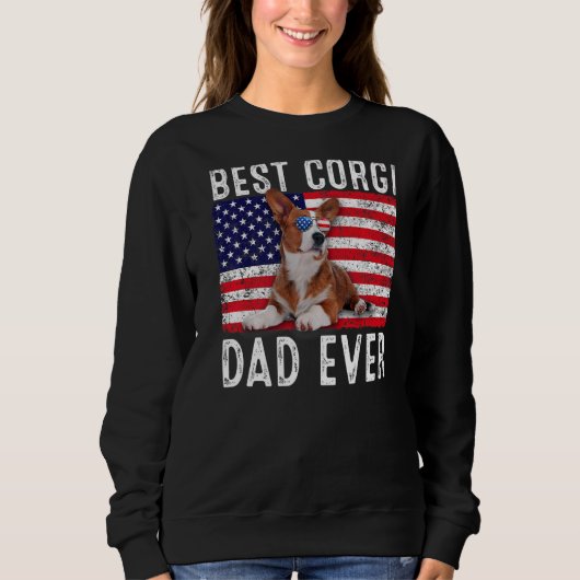 Corgi Vater Usa American Flag Corgi Dog Eigentümer Sweatshirt (Vorderseite)