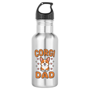 Corgi-Vater Vintage-Gravur Hunde-Liebhaber-Shirt_1 Edelstahlflasche