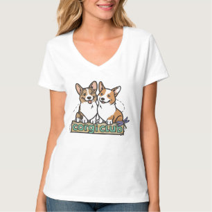 Corgi-Verein-T - Shirt der V-Hals der Frauen
