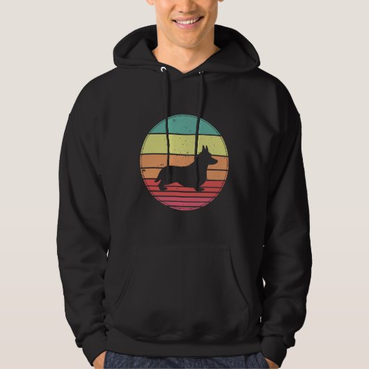 Corgi Vintag Retro Sunset Hoodie (Vorderseite)