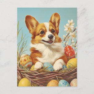 Corgi Vintage Ostern Postkarte