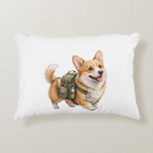 Corgi-Wanderabenteuer-Wasserfarbe-Akzentkissen Dekokissen