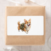 Corgi-Wanderabenteuer-Wasserfarbe-Versandetikett (Insitu)
