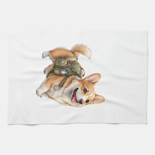 Corgi-Wanderabenteuer-Wasserfarben-Küchentuch  Geschirrtuch