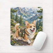 Corgi Wandern in Bergen Aquarell Mousepad (Mit Mouse)