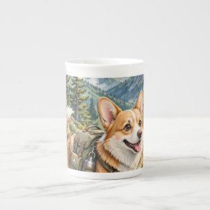 Corgi Wandern in Bergen Aquarell Porzellantasse