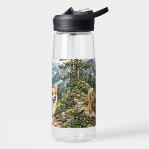 Corgi Wandern in Bergen Aquarell Wasserflasche Trinkflasche