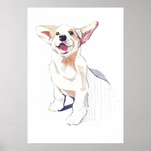 Corgi-Wandkunstposter – Pembroke Welsh Corgi Kunst Poster (Vorne)