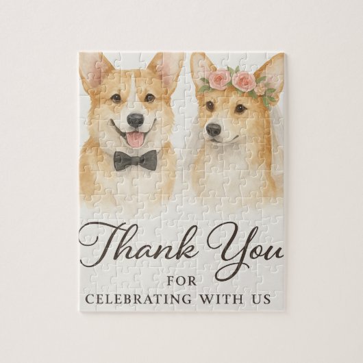 Corgi Watercolor-Gastgeschenk Hochzeit Puzzle (Vertikal)
