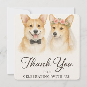 Corgi Watercolor Wedding Vielen Dank