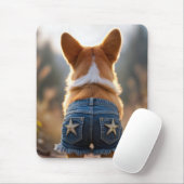 Corgi Wearing Denim Shorts Mousepad (Mit Mouse)