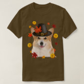 Corgi Wearing Hat Fall Leaf Pumpkin Erntedank T-Shirt (Design vorne)