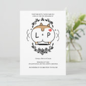 Corgi Wedding Birthday Einladung Cartoon (Stehend Vorderseite)