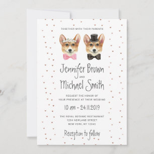 Corgi Wedding Dog Bride Groom Valentines Einladung