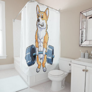Corgi WeightHebe Deadlift Men Ness Gym Workout Duschvorhang