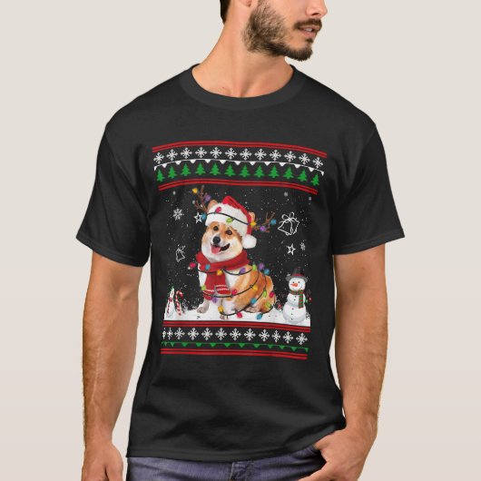 Corgi Weihnachten hässlicher Pullover lustiger Hun (Vorderseite)