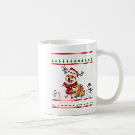 Corgi Weihnachten hässlicher Pullover lustiger Hun Kaffeetasse (Rechts)