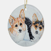 Corgi-Weihnachten Keramikornament (Links)