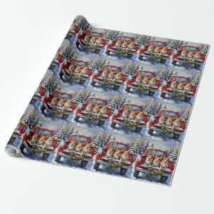 Corgi Weihnachten Rotes Lastwagen Urlaub Geschenkpapier