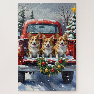 Corgi Weihnachten Rotes Lastwagen Urlaub Puzzle