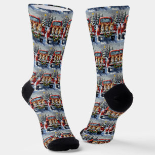 Corgi Weihnachten Rotes Lastwagen Urlaub Socken